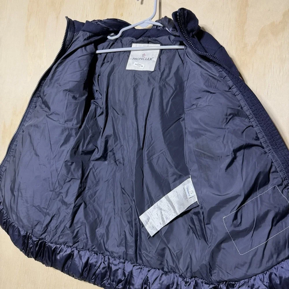 Moncler Kids Girls Puffer Coat Size 5 Navy Blue Hooded Down Jacket